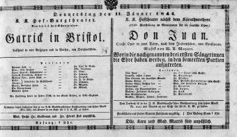 Theaterzettel (Oper und Burgtheater in Wien) 18440111 Seite: 1