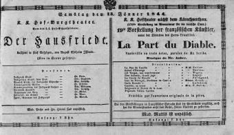 Theaterzettel (Oper und Burgtheater in Wien) 18440113 Seite: 1