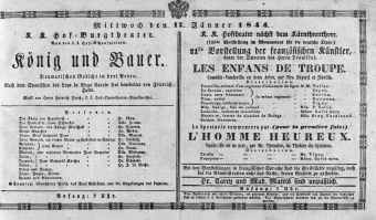 Theaterzettel (Oper und Burgtheater in Wien) 18440117 Seite: 1