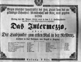 Theaterzettel (Oper und Burgtheater in Wien) 18440119 Seite: 1
