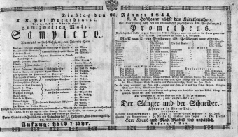 Theaterzettel (Oper und Burgtheater in Wien) 18440123 Seite: 1