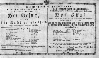 Theaterzettel (Oper und Burgtheater in Wien) 18440124 Seite: 1