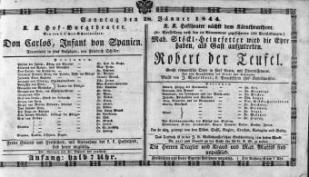 Theaterzettel (Oper und Burgtheater in Wien) 18440128 Seite: 1