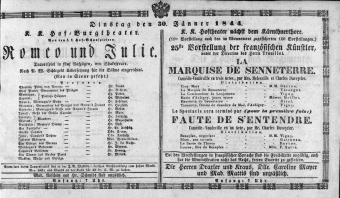 Theaterzettel (Oper und Burgtheater in Wien) 18440130 Seite: 1