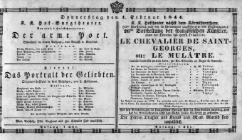 Theaterzettel (Oper und Burgtheater in Wien) 18440201 Seite: 1
