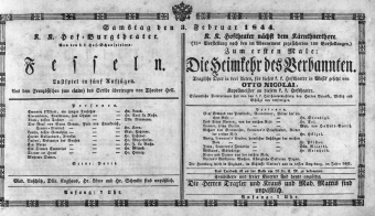 Theaterzettel (Oper und Burgtheater in Wien) 18440203 Seite: 1
