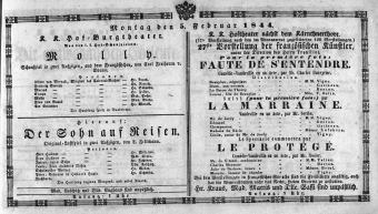 Theaterzettel (Oper und Burgtheater in Wien) 18440205 Seite: 1
