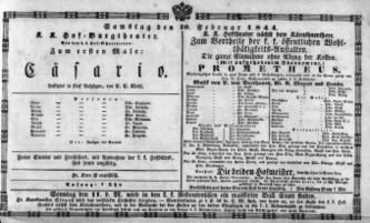 Theaterzettel (Oper und Burgtheater in Wien) 18440210 Seite: 1