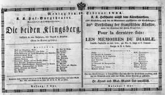 Theaterzettel (Oper und Burgtheater in Wien) 18440212 Seite: 1
