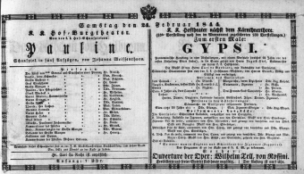 Theaterzettel (Oper und Burgtheater in Wien) 18440224 Seite: 1