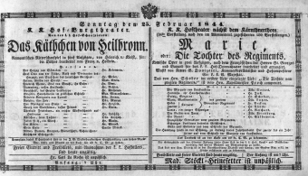 Theaterzettel (Oper und Burgtheater in Wien) 18440225 Seite: 1