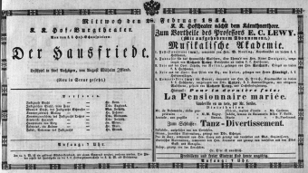 Theaterzettel (Oper und Burgtheater in Wien) 18440228 Seite: 1