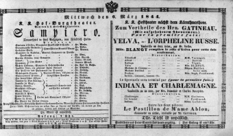 Theaterzettel (Oper und Burgtheater in Wien) 18440306 Seite: 1