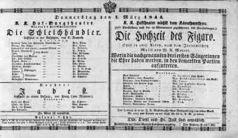 Theaterzettel (Oper und Burgtheater in Wien) 18440307 Seite: 1