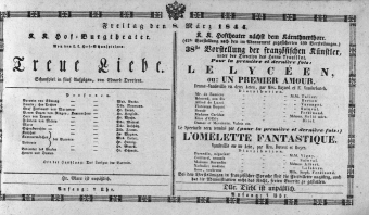 Theaterzettel (Oper und Burgtheater in Wien) 18440308 Seite: 1