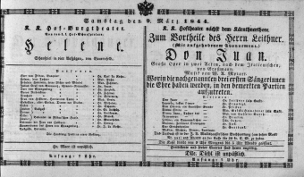 Theaterzettel (Oper und Burgtheater in Wien) 18440309 Seite: 1