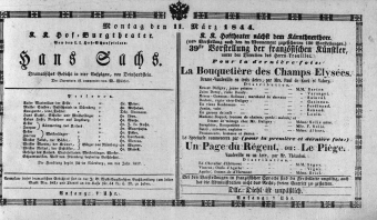 Theaterzettel (Oper und Burgtheater in Wien) 18440311 Seite: 1