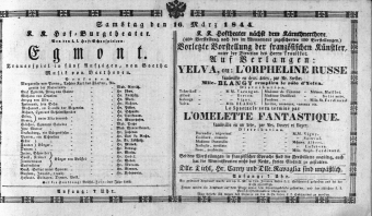 Theaterzettel (Oper und Burgtheater in Wien) 18440316 Seite: 1