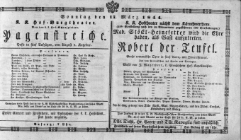 Theaterzettel (Oper und Burgtheater in Wien) 18440317 Seite: 1