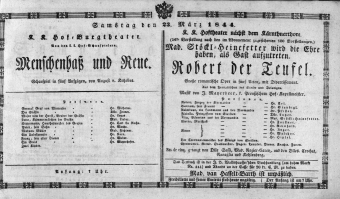 Theaterzettel (Oper und Burgtheater in Wien) 18440323 Seite: 1