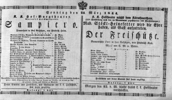 Theaterzettel (Oper und Burgtheater in Wien) 18440324 Seite: 1