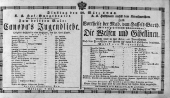 Theaterzettel (Oper und Burgtheater in Wien) 18440326 Seite: 1