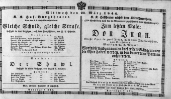Theaterzettel (Oper und Burgtheater in Wien) 18440327 Seite: 1