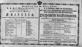 Theaterzettel (Oper und Burgtheater in Wien) 18440330 Seite: 1