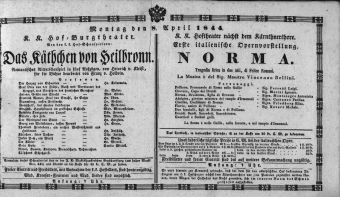 Theaterzettel (Oper und Burgtheater in Wien) 18440408 Seite: 1