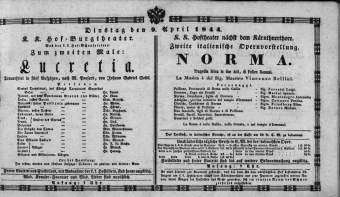 Theaterzettel (Oper und Burgtheater in Wien) 18440409 Seite: 1