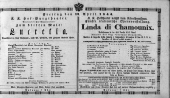 Theaterzettel (Oper und Burgtheater in Wien) 18440412 Seite: 1