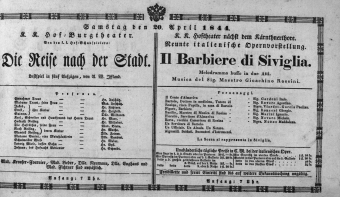 Theaterzettel (Oper und Burgtheater in Wien) 18440420 Seite: 1