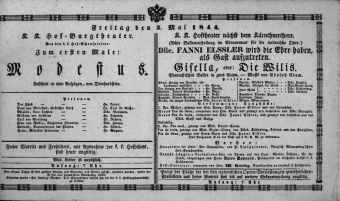 Theaterzettel (Oper und Burgtheater in Wien) 18440503 Seite: 1