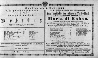 Theaterzettel (Oper und Burgtheater in Wien) 18440504 Seite: 1