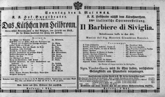 Theaterzettel (Oper und Burgtheater in Wien) 18440505 Seite: 1