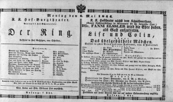Theaterzettel (Oper und Burgtheater in Wien) 18440506 Seite: 1