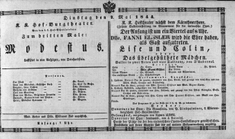 Theaterzettel (Oper und Burgtheater in Wien) 18440507 Seite: 1