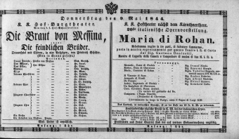 Theaterzettel (Oper und Burgtheater in Wien) 18440509 Seite: 1