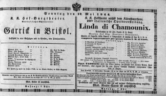 Theaterzettel (Oper und Burgtheater in Wien) 18440512 Seite: 1