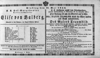 Theaterzettel (Oper und Burgtheater in Wien) 18440514 Seite: 1