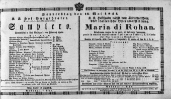 Theaterzettel (Oper und Burgtheater in Wien) 18440516 Seite: 1