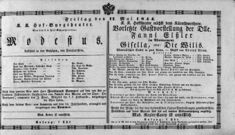Theaterzettel (Oper und Burgtheater in Wien) 18440517 Seite: 1