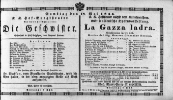 Theaterzettel (Oper und Burgtheater in Wien) 18440518 Seite: 1