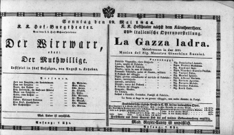 Theaterzettel (Oper und Burgtheater in Wien) 18440519 Seite: 1