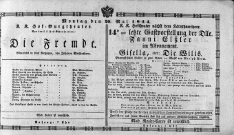 Theaterzettel (Oper und Burgtheater in Wien) 18440520 Seite: 1