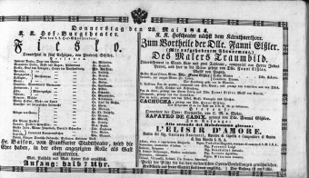 Theaterzettel (Oper und Burgtheater in Wien) 18440523 Seite: 1