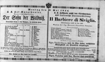Theaterzettel (Oper und Burgtheater in Wien) 18440527 Seite: 1