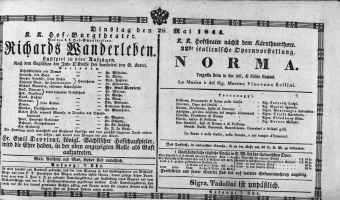 Theaterzettel (Oper und Burgtheater in Wien) 18440528 Seite: 1
