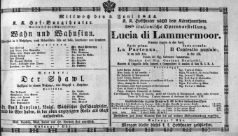 Theaterzettel (Oper und Burgtheater in Wien) 18440605 Seite: 1