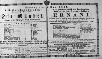 Theaterzettel (Oper und Burgtheater in Wien) 18440610 Seite: 1